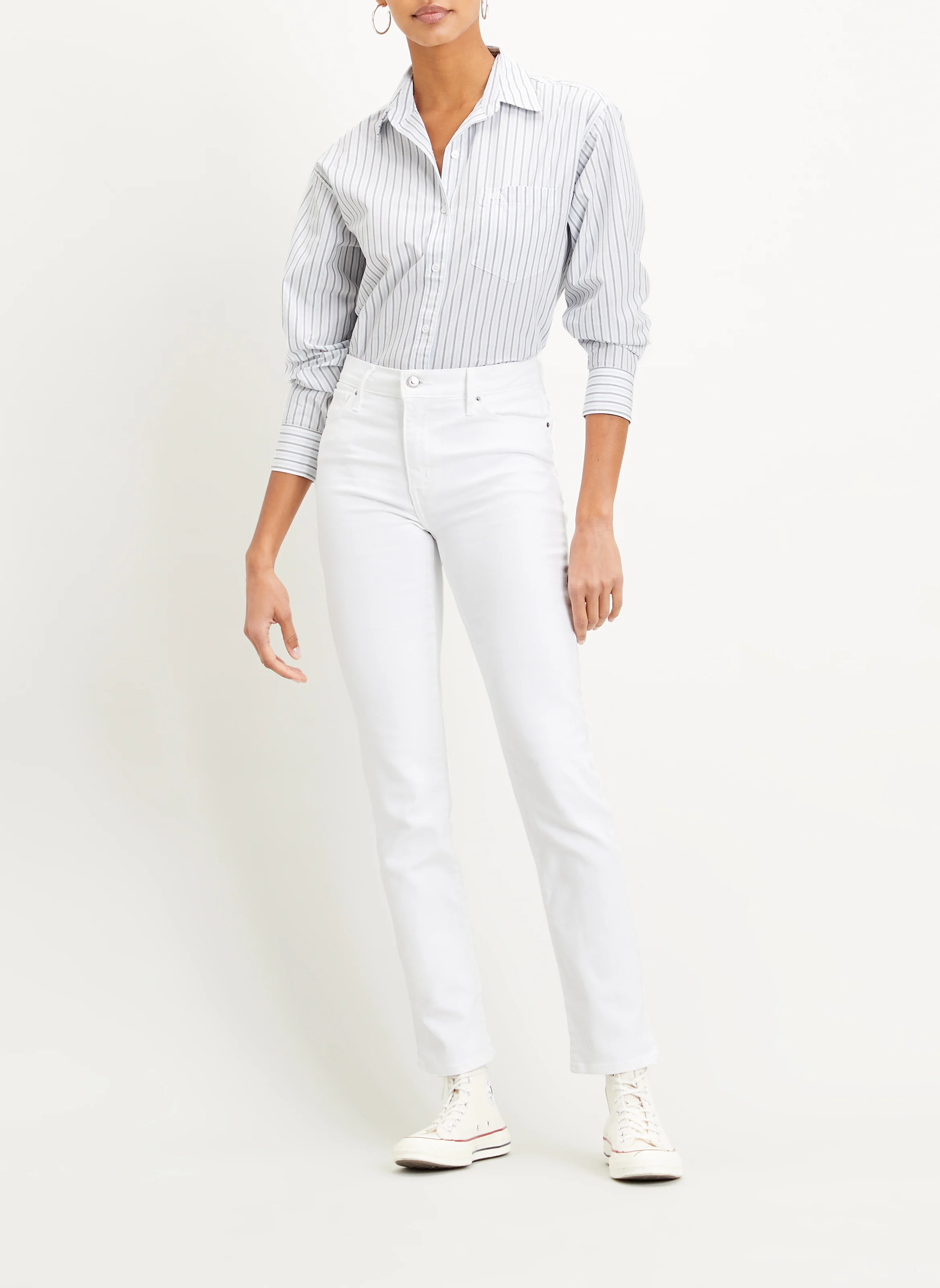 724 HIGH RISE STRAIGHT - Jean droit taille haute en coton mélangé | Blanc