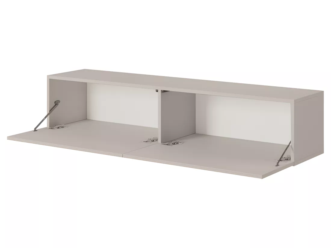 Meuble TV -140 cm - couleur gris-beige avec façade fraisée - VELDIO