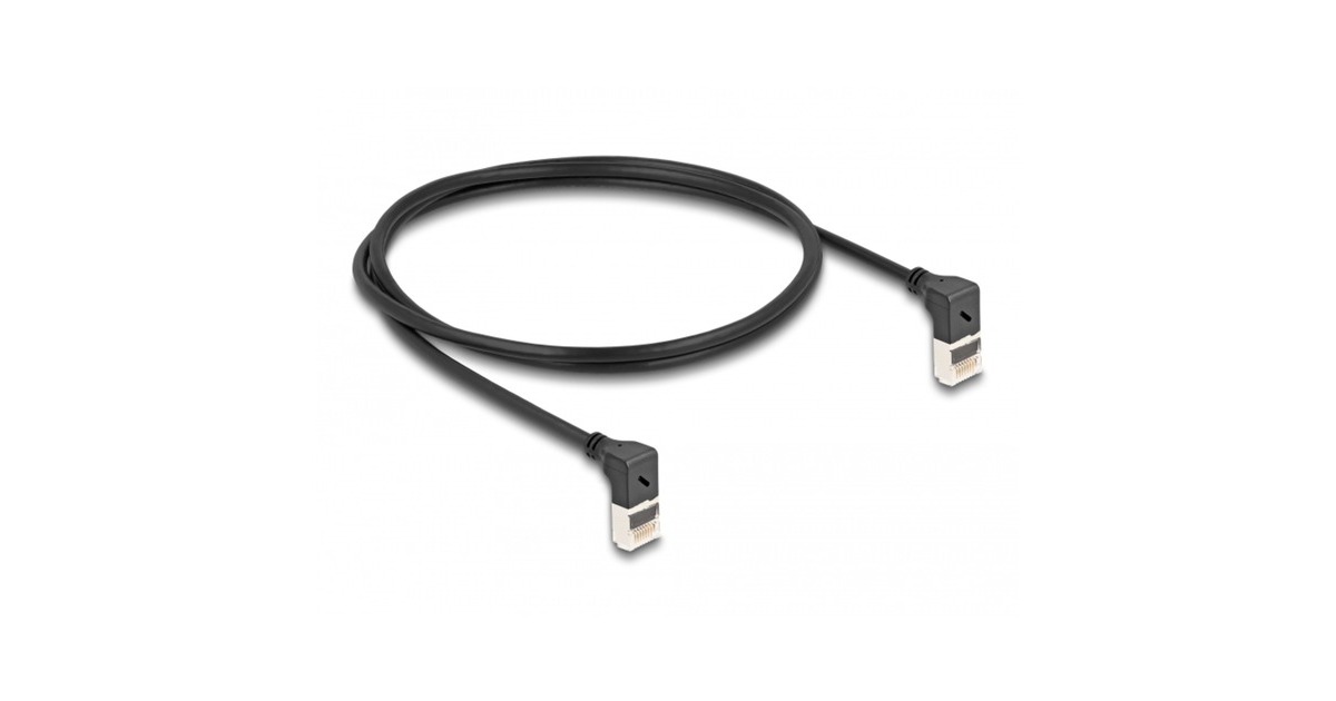 DeLOCKRJ45 Network Cable Cat.6A S/FTP Slim 90° upwards / upwards angled 1 m kabel  (Zwart)