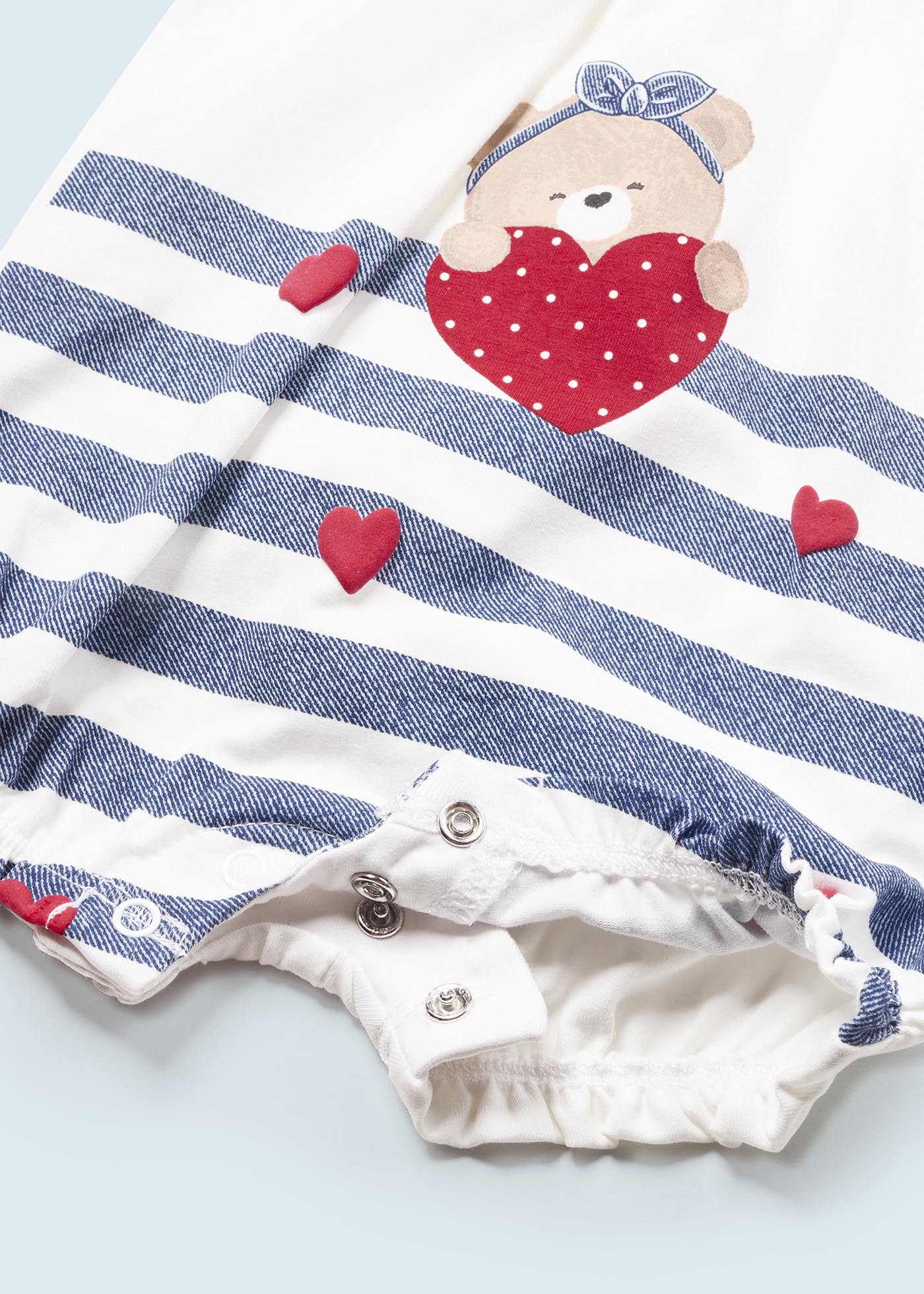 Conjunto de 3 pijamas curtos de algodão sustentável para recém-nascidos.