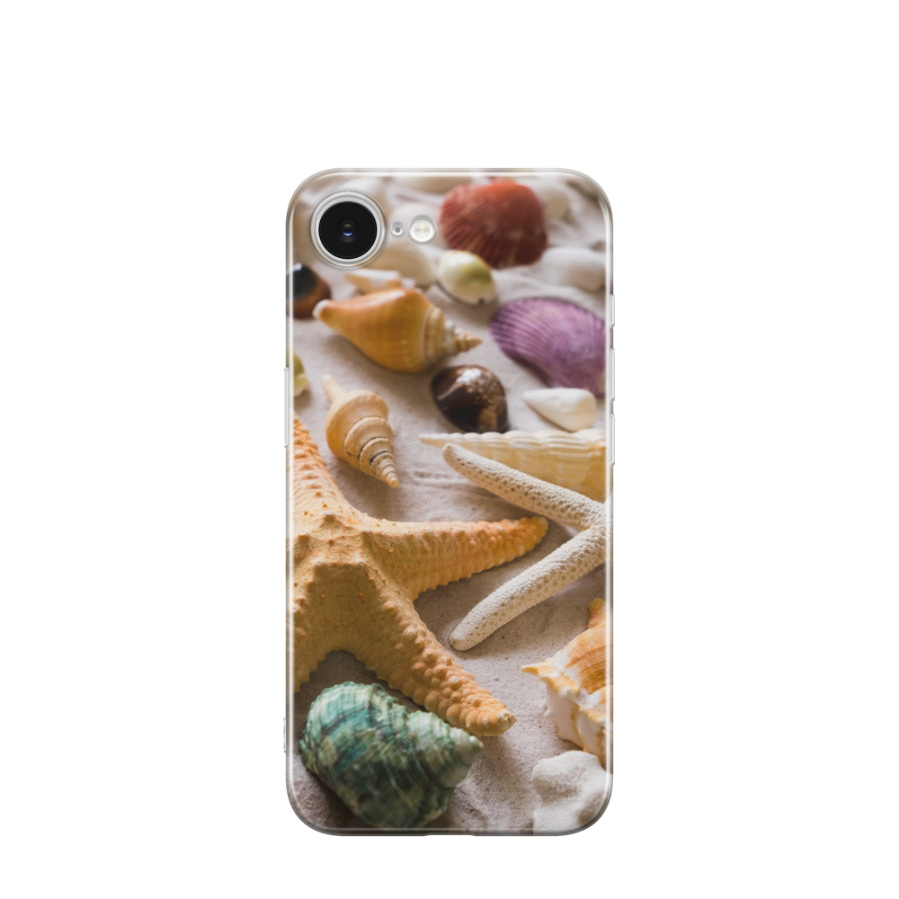 iPhone 16e Gummi Hülle Strand Muschel - Braun