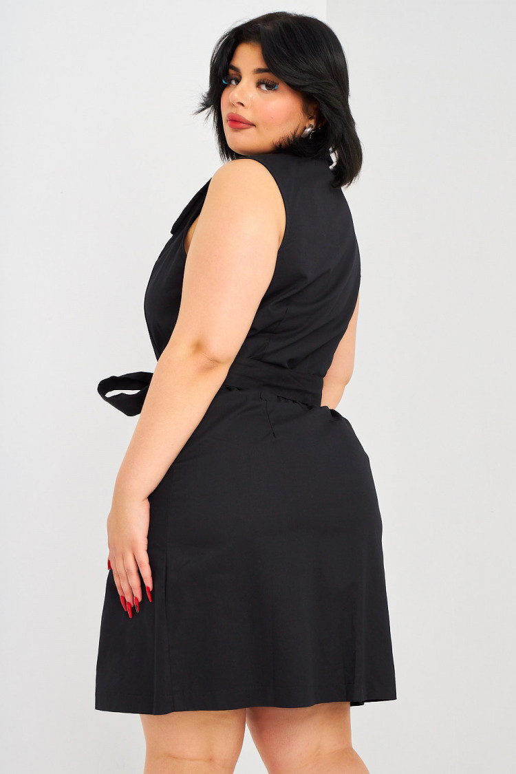 Robe saharienne noire sans manches
