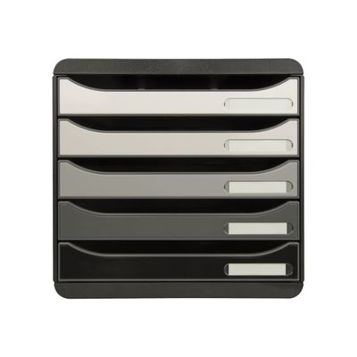 Exacompta BigBox Plus - Module de classement 5 tiroirs - noir/gris brillant