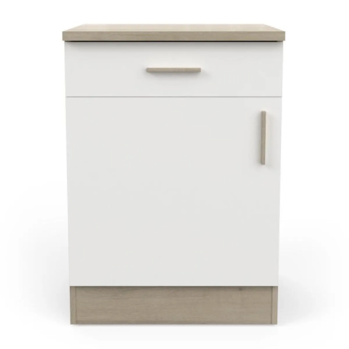 Dansmamaison Meuble Bas Cuisine 60 cm - Blanc/Chêne