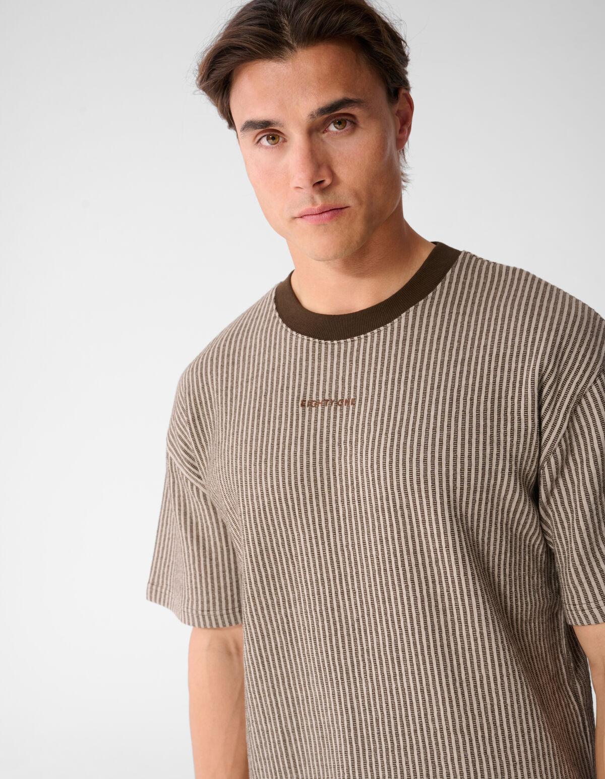 Seersucker T-shirt Bruin