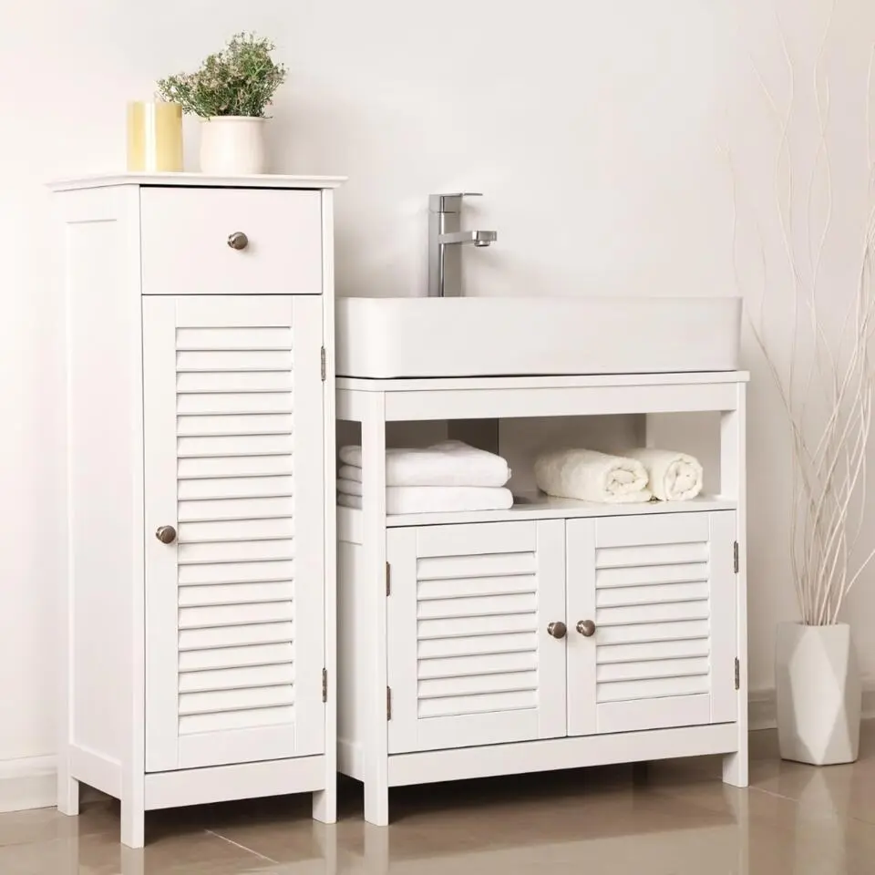 Parya Home - Wastafelonderkast -Badkamerkast - 2 Deuren - Wit