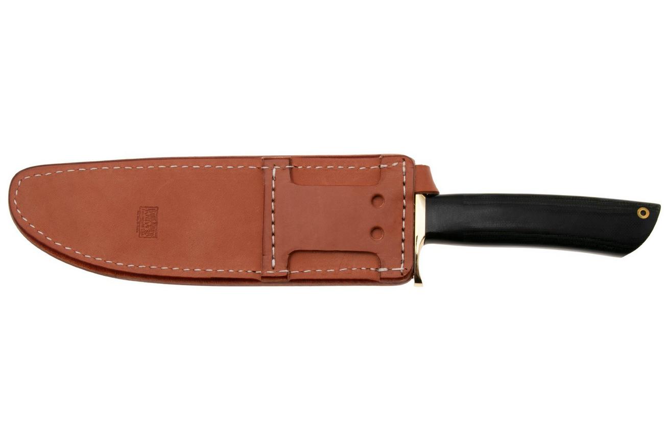 Bark River Mike Stewart Bowie Satin A2, Black Canvas Micarta, vaststaand mes