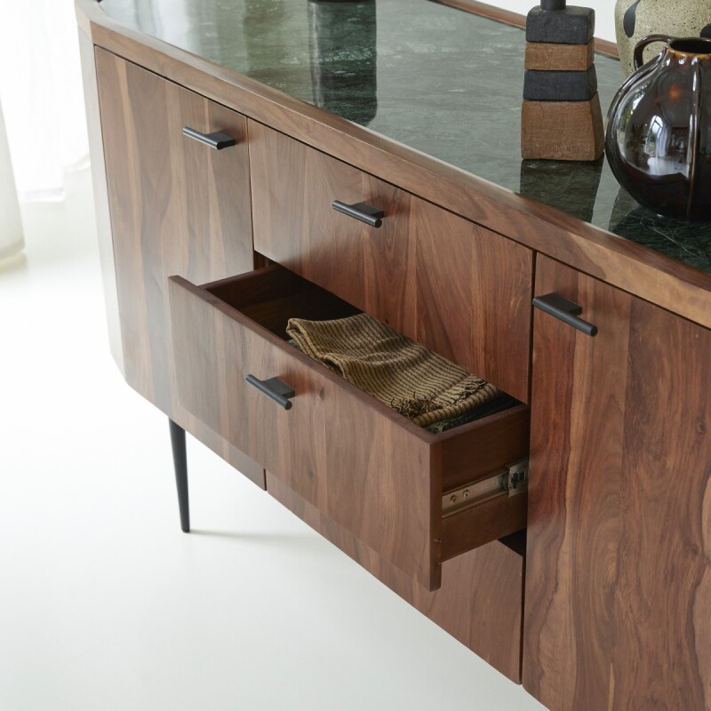 Buffet en palissandre massif et marbre L 175 cm Jade