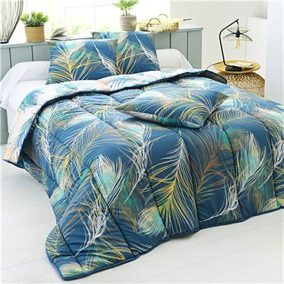 Couette DÉCO DOUBLE FACE motif plumes - Becquet Création – légère ou chaude