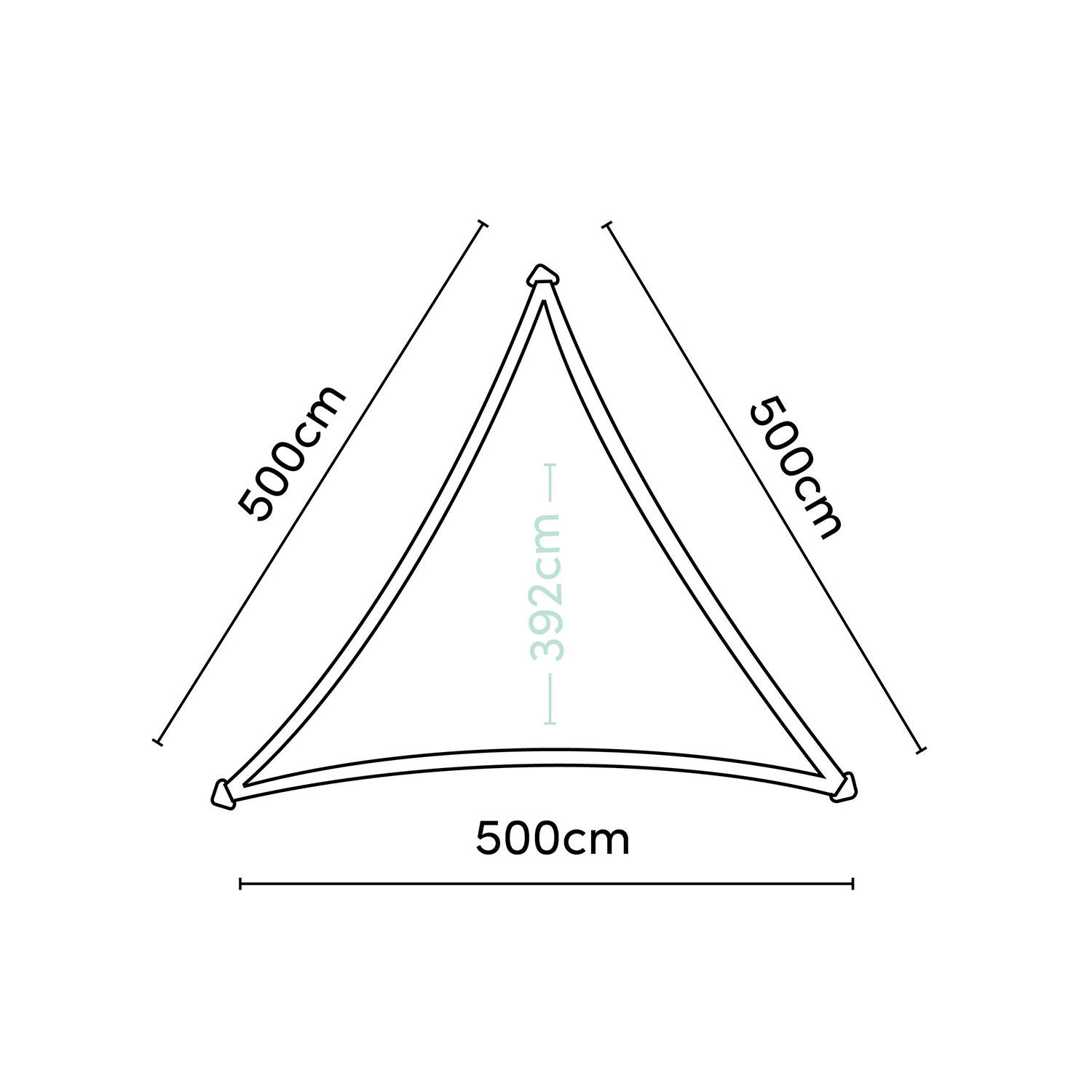 Platinum Coolfit schaduwdoek driehoek (500x500x500 cm)