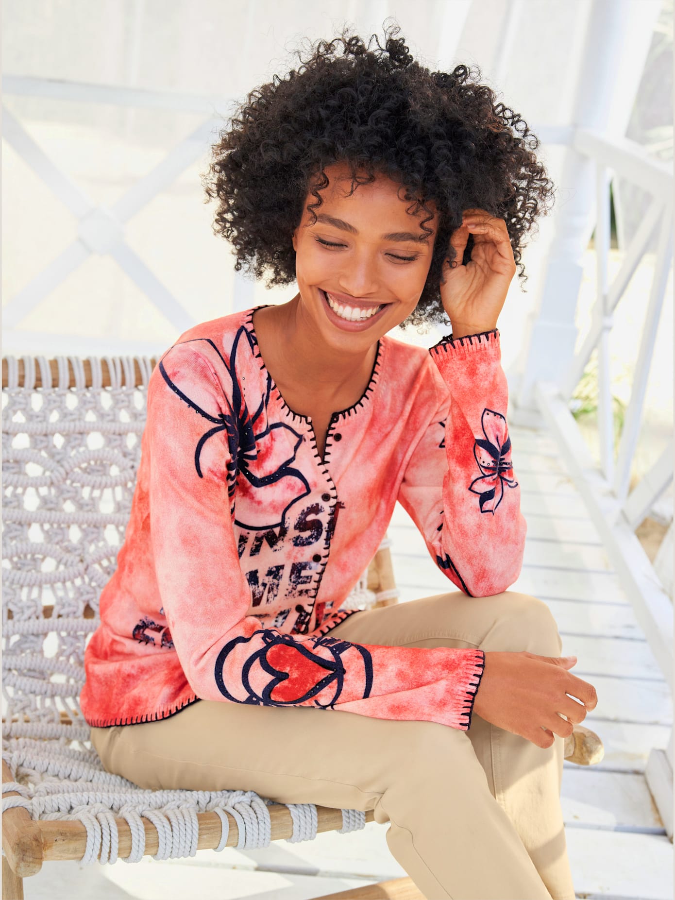 Veste en tricot veste à joli imprimé