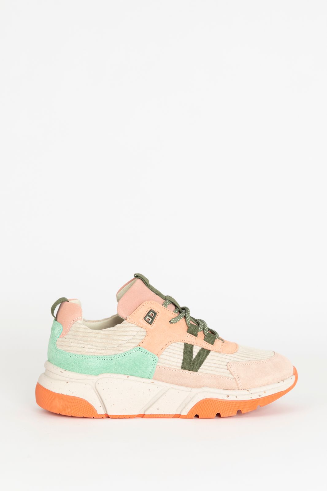 Multicolour suède sneakers met oranje details