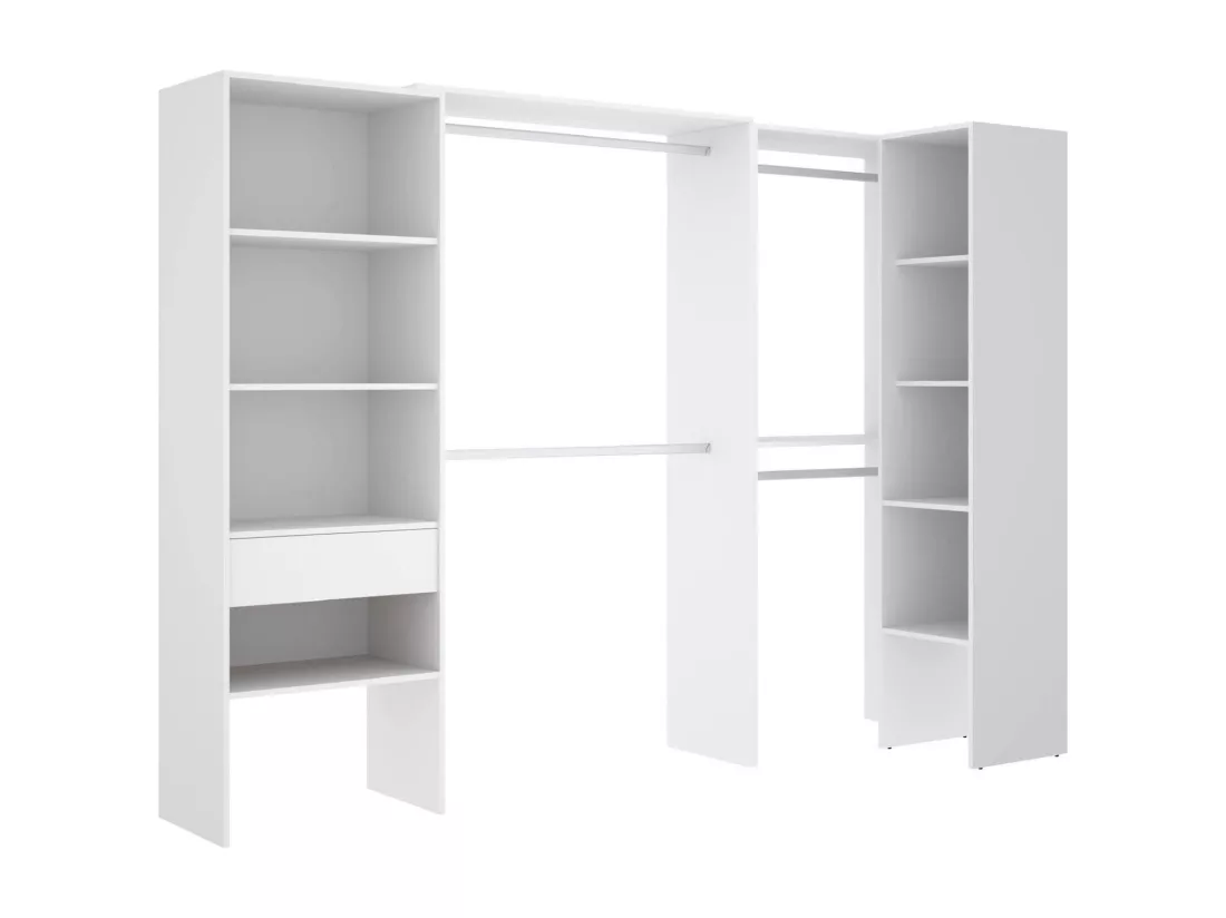 Grande Garde-robe Dhenle, Meubles de chambre, Penderie de plain-pied, Placard à vêtements, 248x79 h187 cm, Blanc