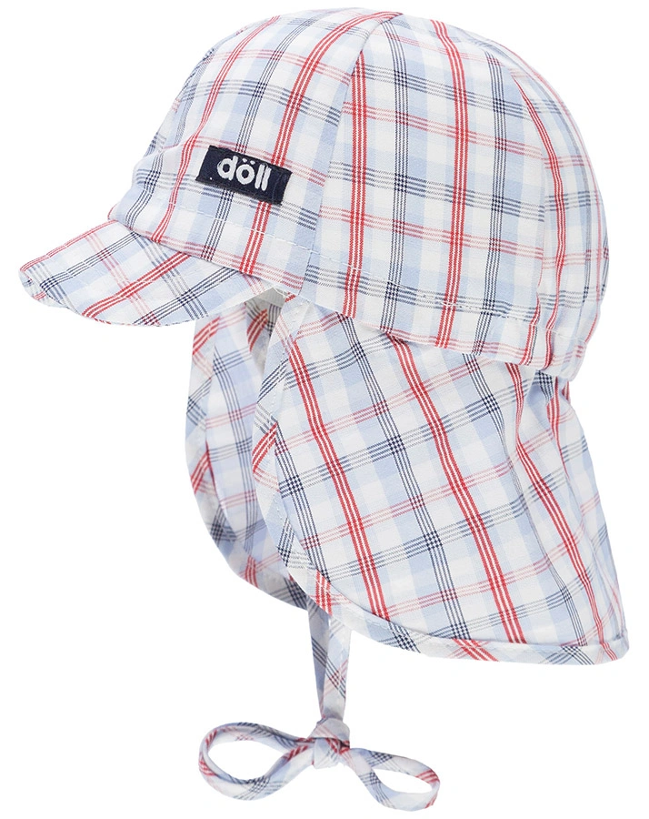 Schirmmütze CLASSIC VIBES – CHECK mit Nackenschutz in total eclipse/rot