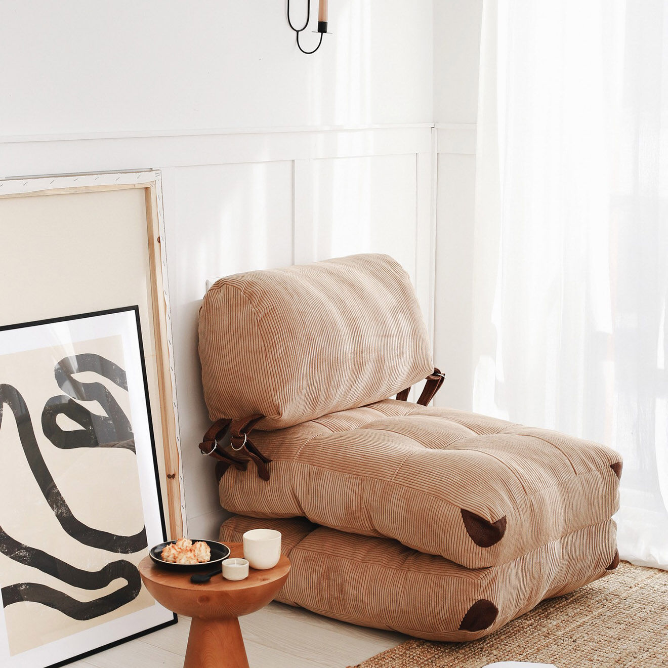 Atelier del Sofa Chauffeuse convertible Fold camel - 80x70x60 cm