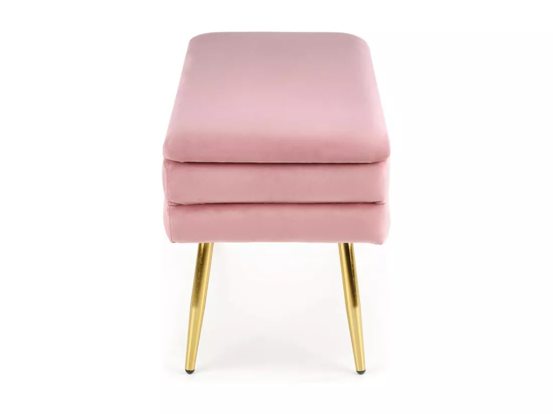 Banc en velours rose avec pieds en métal doré PATTY