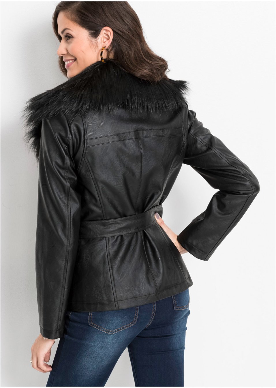 Veste avec col en synthétique