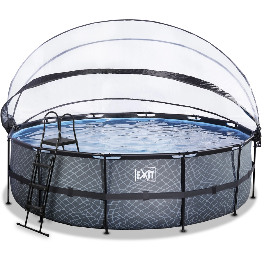 EXIT Frame Pool ø488x122cm(12v Sandfilter) – Grau + Sonnendach