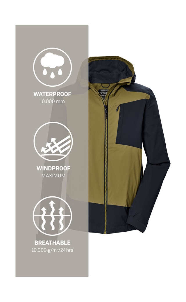 Killtec Funktionsjacke »KOS 85 MN JCKT« Wasserdichte, atmungsaktive Herrenjacke im Colourblock-Design