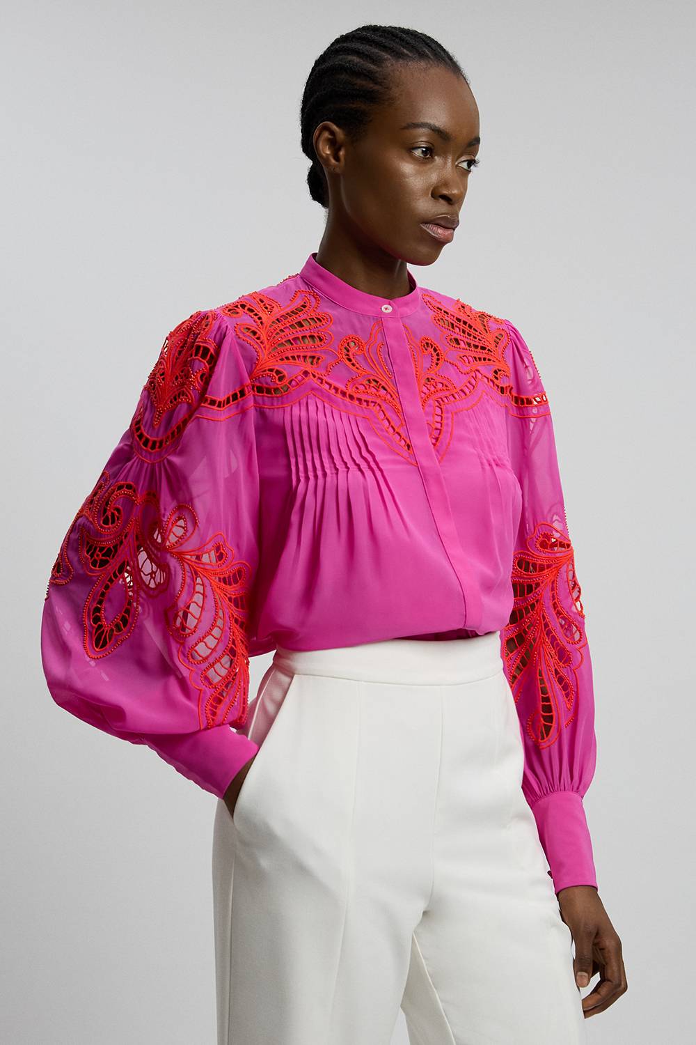 KarenMillen Chemisier Tissé Brodé De Perles Avec Découpes Ajourées