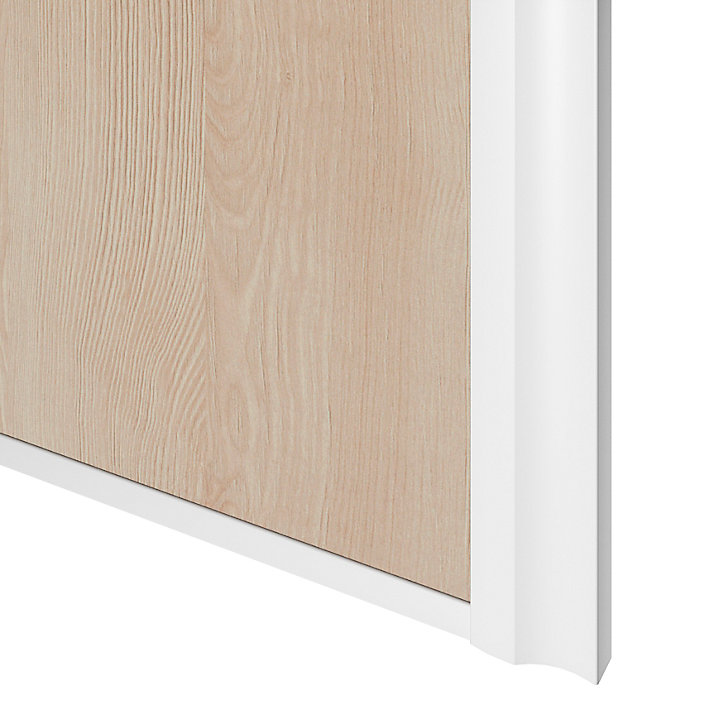 Porte de placard coulissante atelier effet chêne clair profil blanc GoodHome Arius H. 248,5 x L. 91.2 cm + amortisseurs