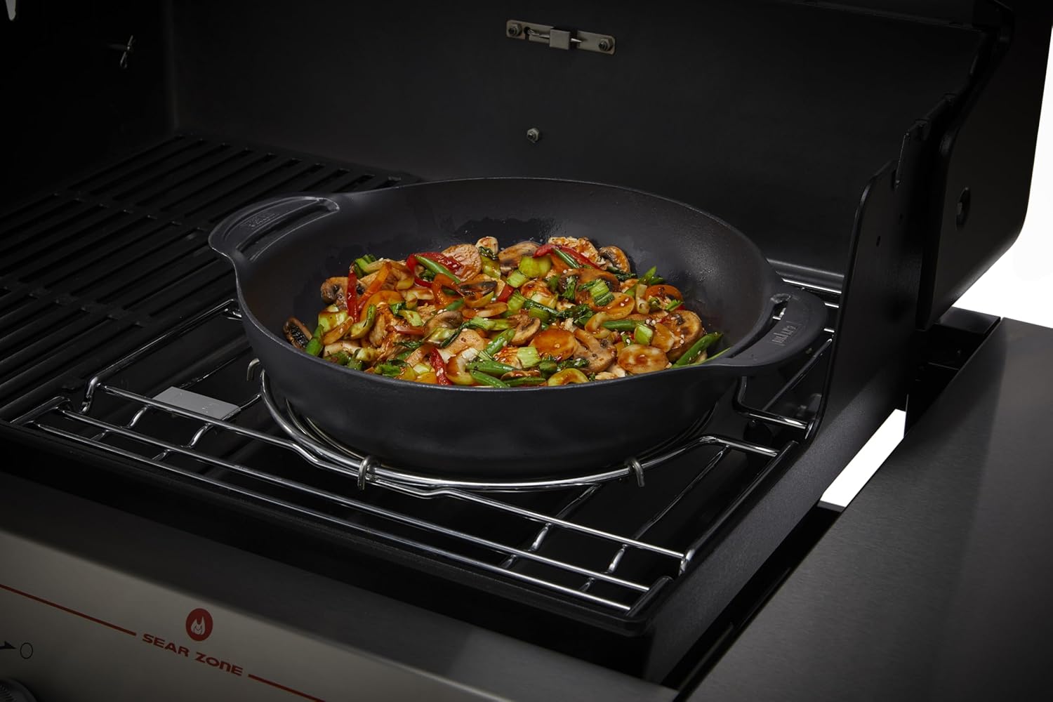 Weber Crafted Wok & Dampfgaraufsatz / 2-in-1 Edelstahl-Set zum Braten und Dämpfen von Gemüse, Fleisch oder Fisch – Silber (7607)