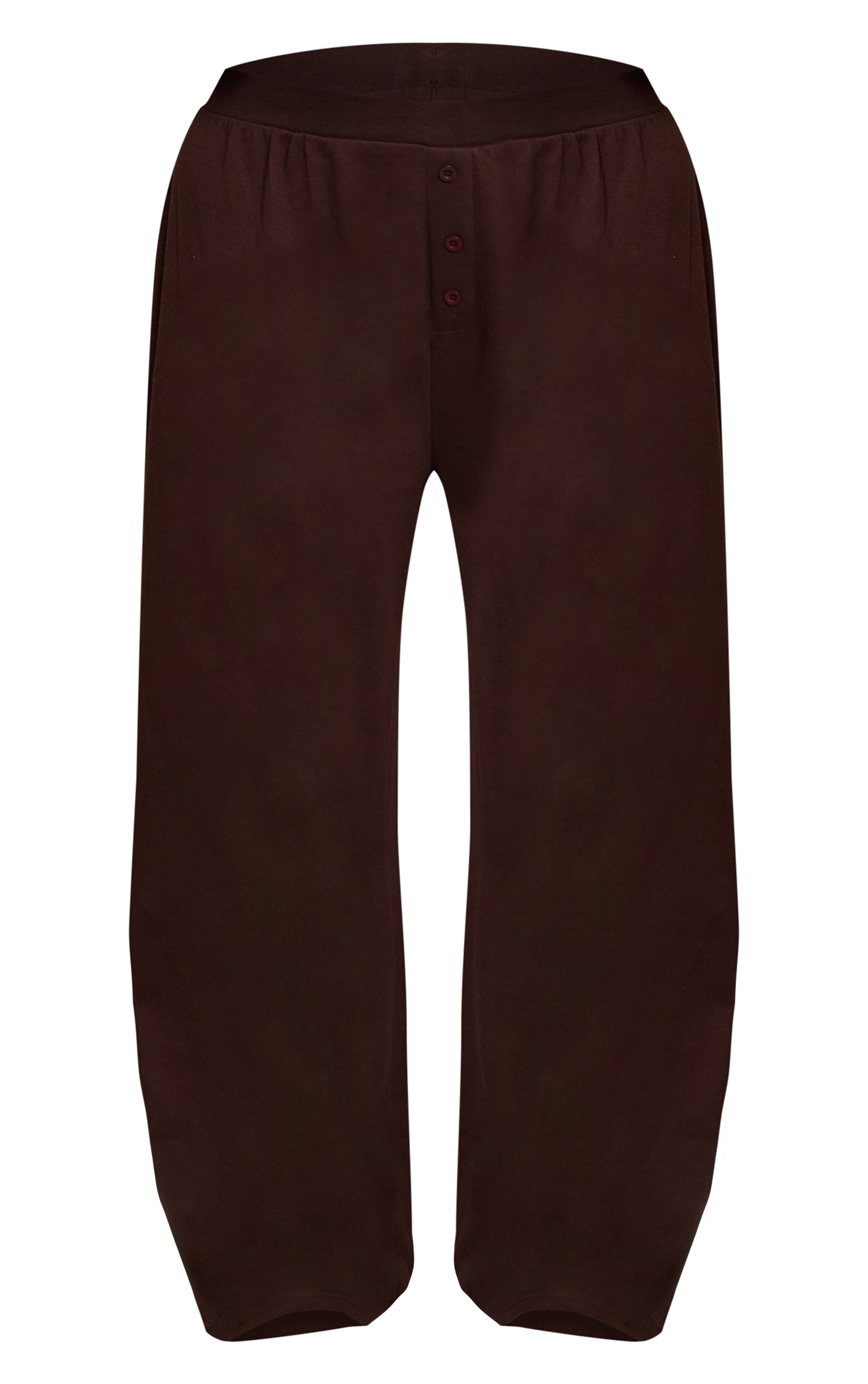 Marron Foncé Pantalon Large Super Doux Basique Plus
