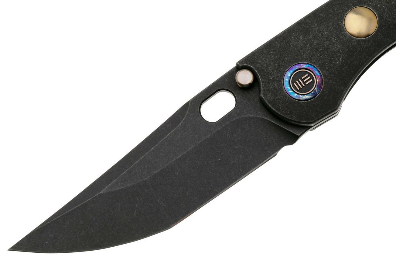 WE Knife Attor WE23037-1 Black Stonewashed CPM 20CV, Black Titanium, Golden Titanium Inlay zakmes, Dalibor Bergam design