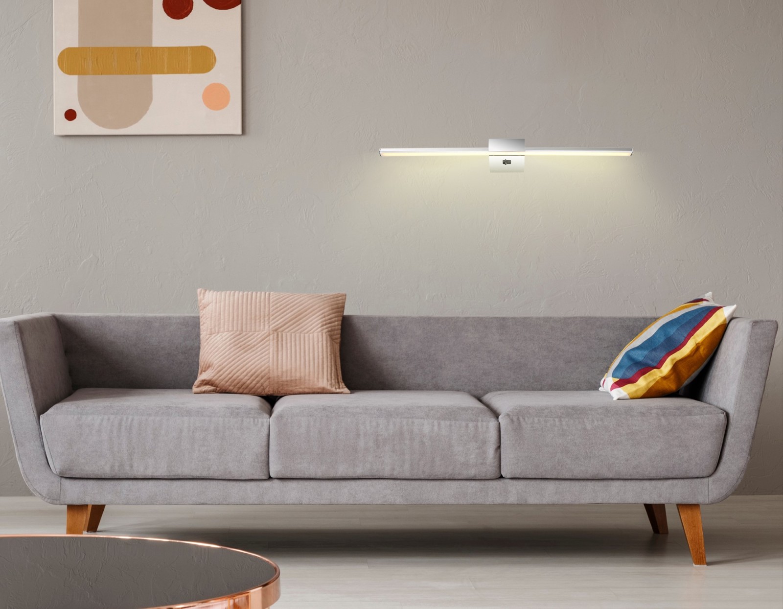LED-Wandleuchte - verchromt - mit Schalter - 62 cm