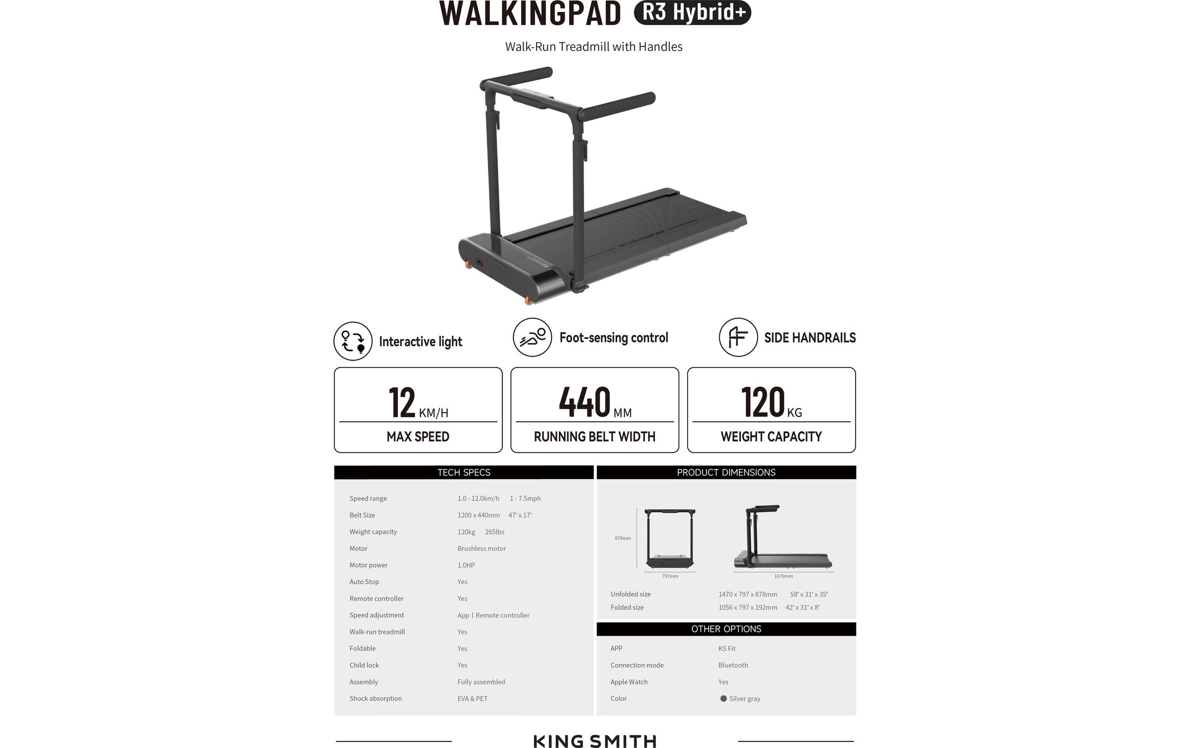 Laufband »KingSmith Walkingpad R3 hybrid+«