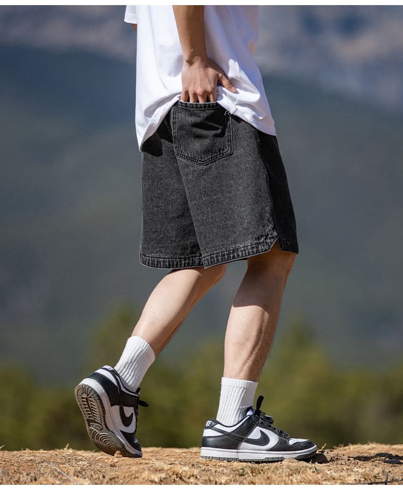 Really Point - Gewassen denim shorts met trekkoord in de taille