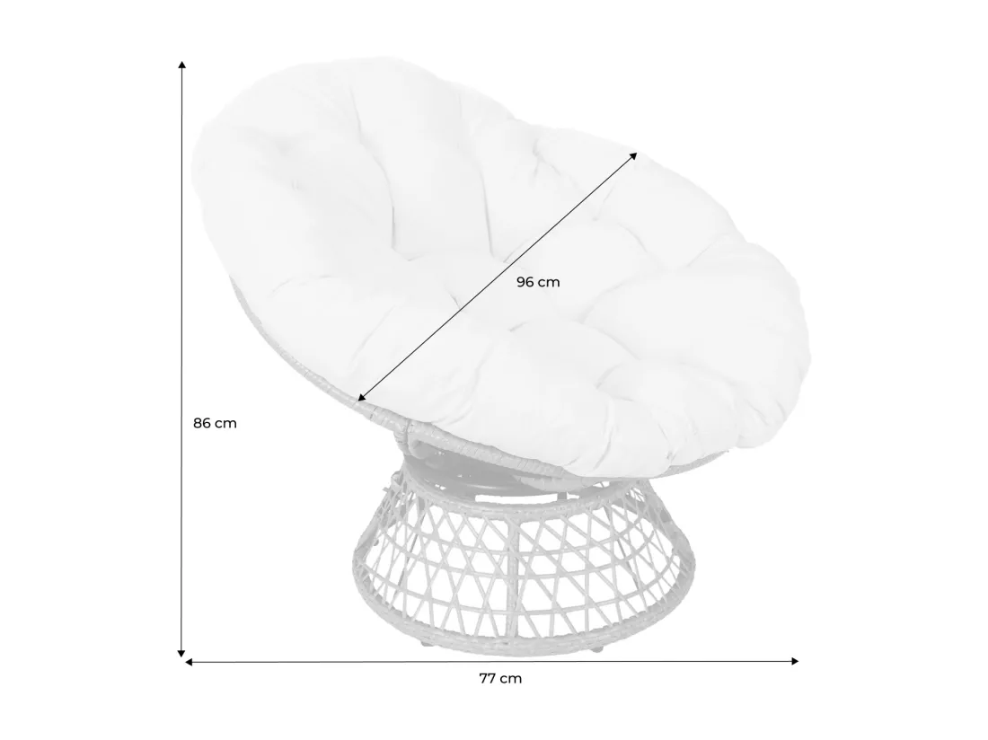 Fauteuil papasan polyrotin rotatif. loveuse outdoor/indoor Ø96cm