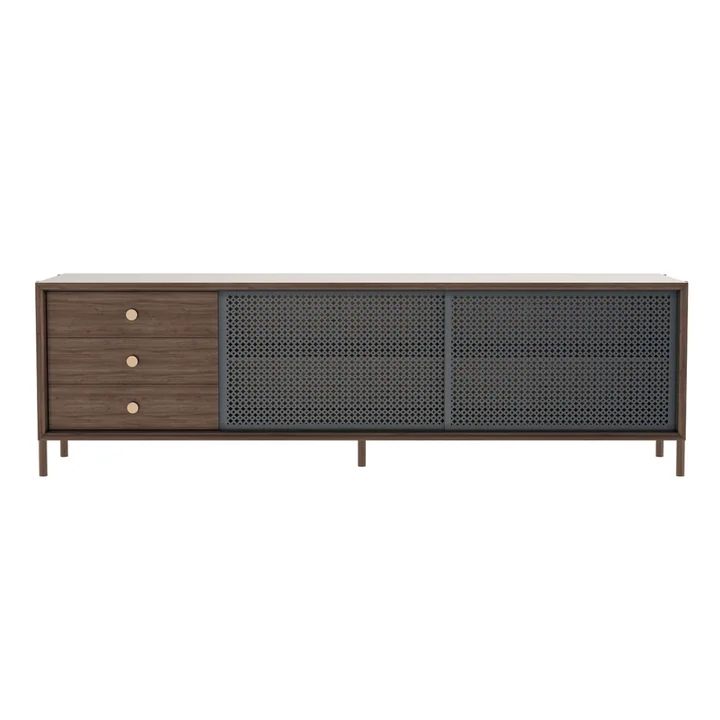 Hartô - Gabin Sideboard mit Schubladen, Walnuss natur / schiefergrau