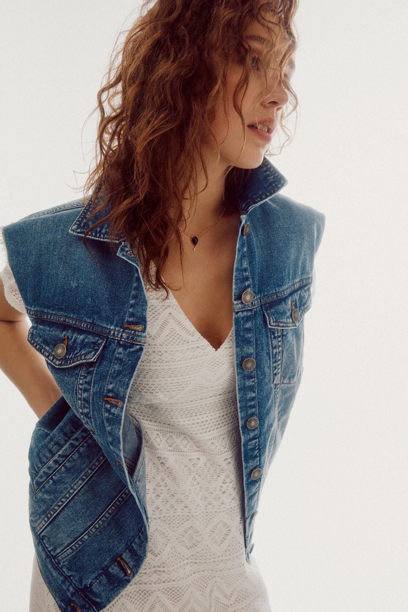 Jaqueta estilo cowboy com detalhes nas bordas - Azul