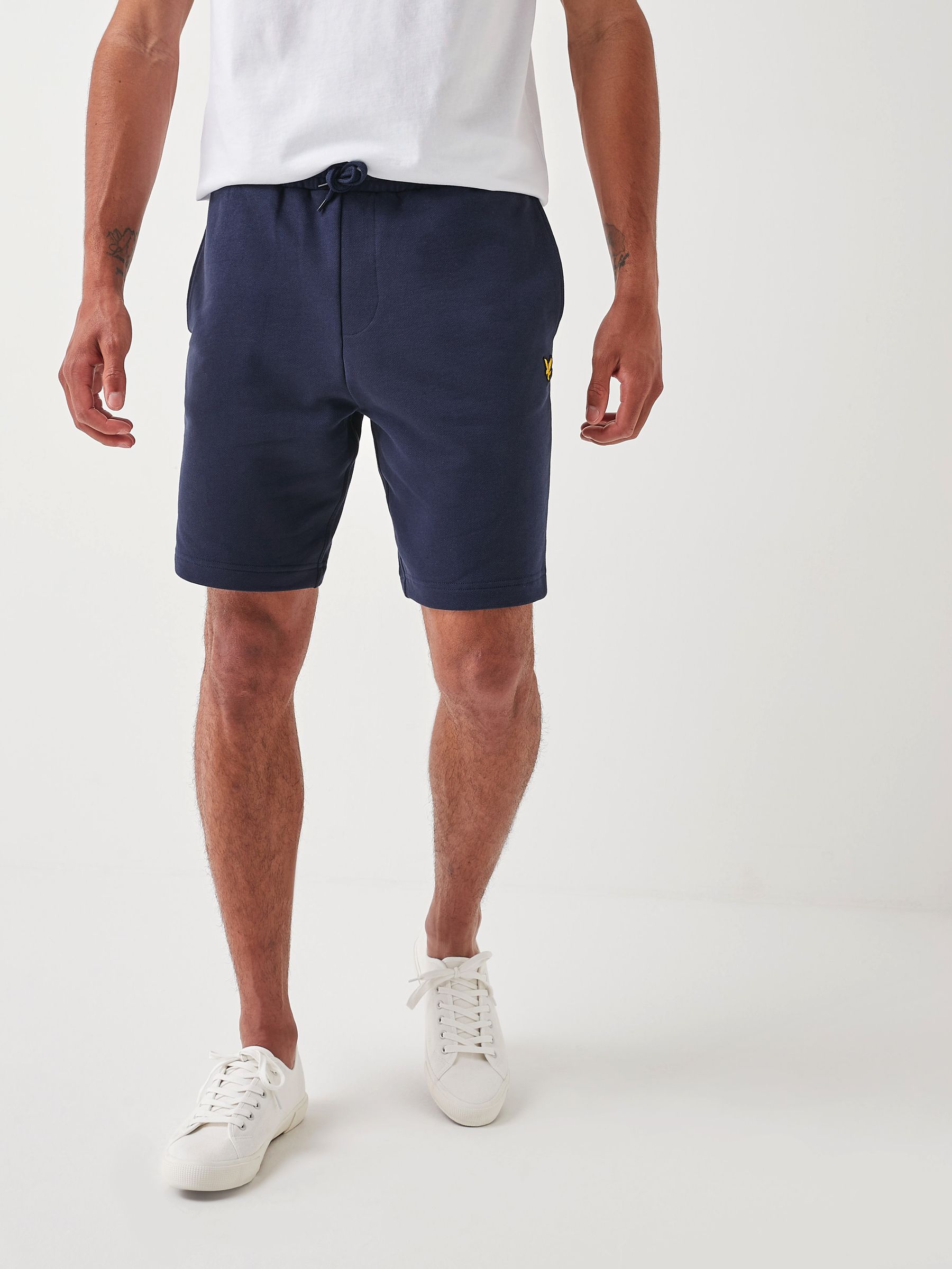 Marineblauw - Lyle & Scott - Jersey short van katoen