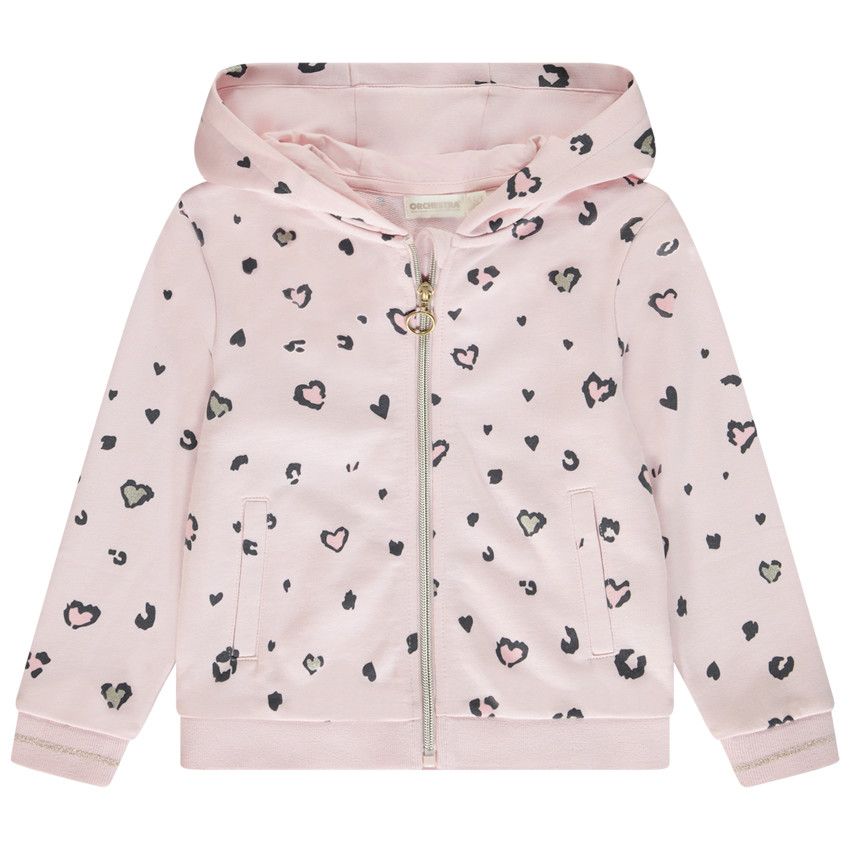 Gilet à capuche imprimé fantaisie pour fille - Rose