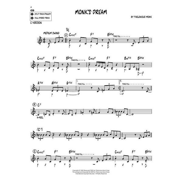 Hal Leonard Jazz Along Thelonious Monk