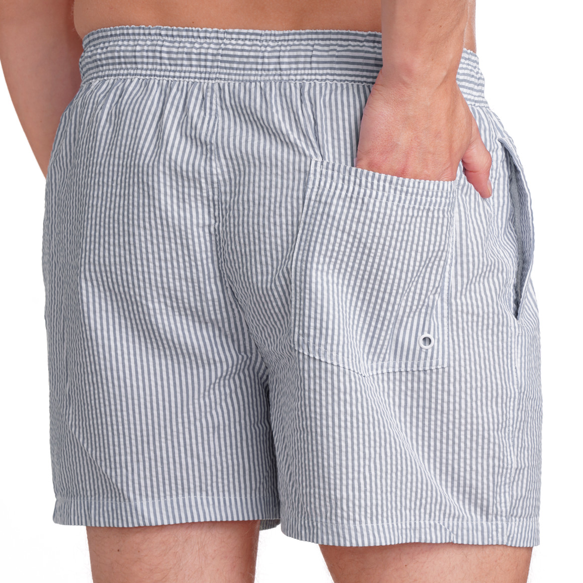 VanVaan Herren Badeshorts aus Seersucker-Gewebe blau