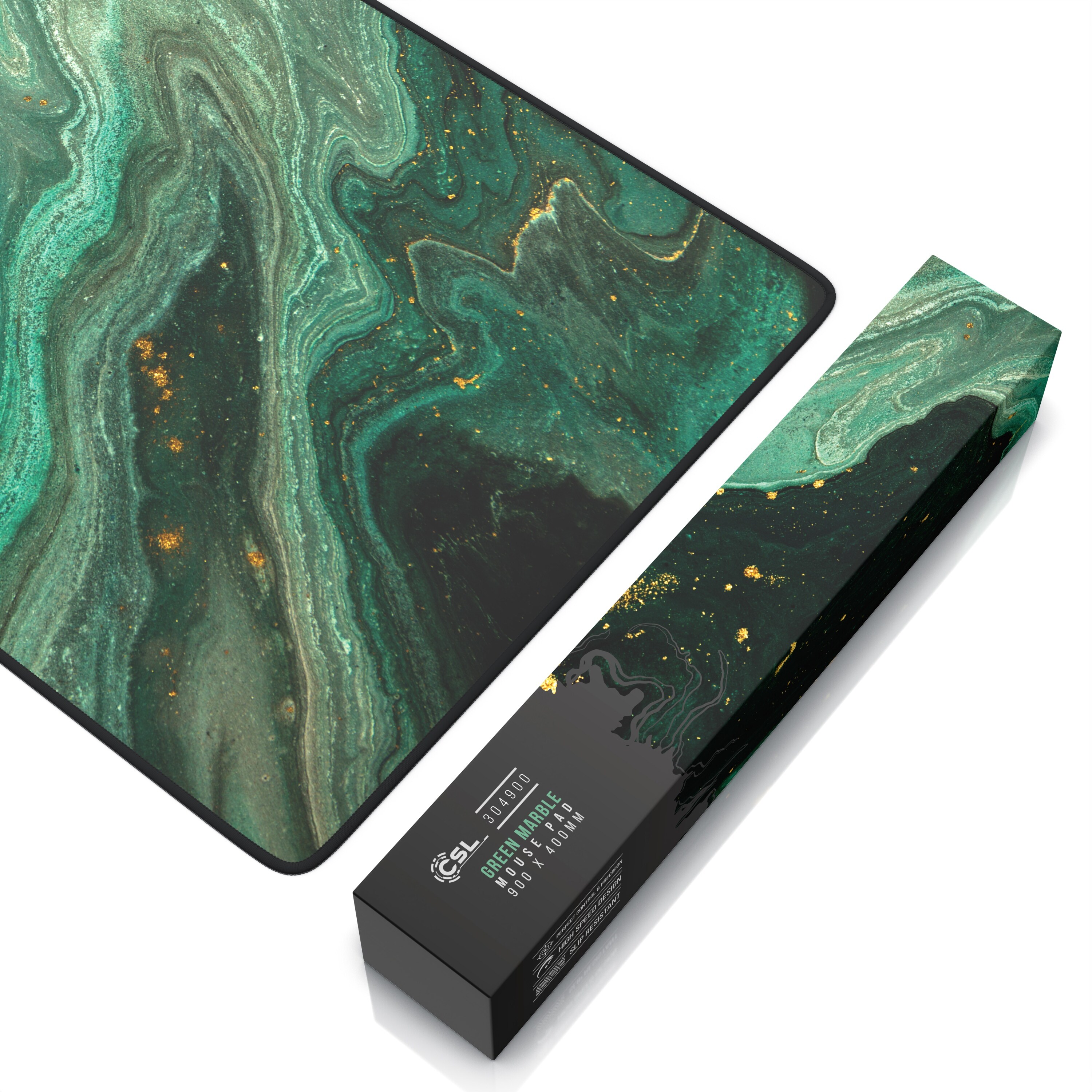 CSL Gaming Mauspad, XXL, Mousepad, 900 x 400 x 3 mm, Tischunterlage, abwaschbar, grün gold