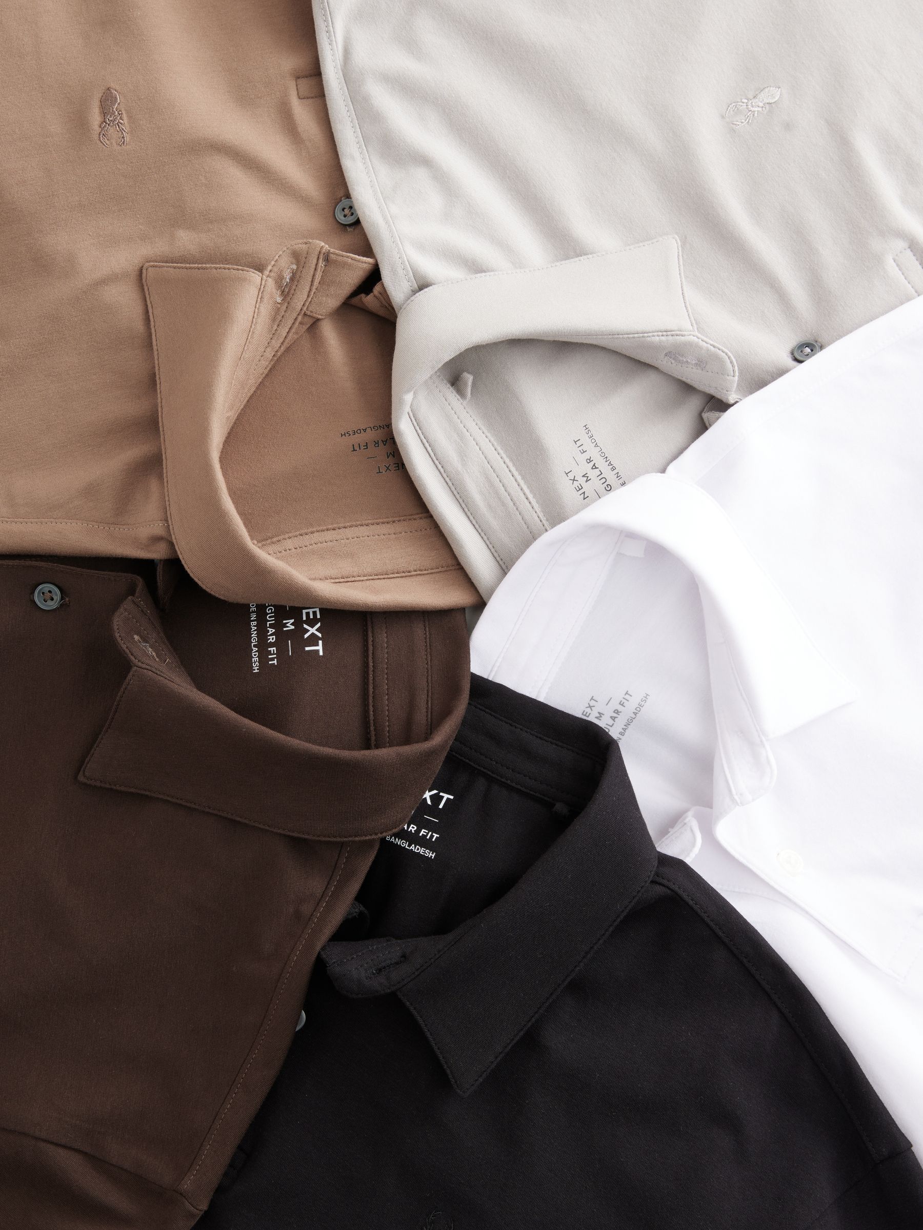 Naturel/eenkleurig - Normale Pasvorm - Set van 5 jersey poloshirts met korte mouwen