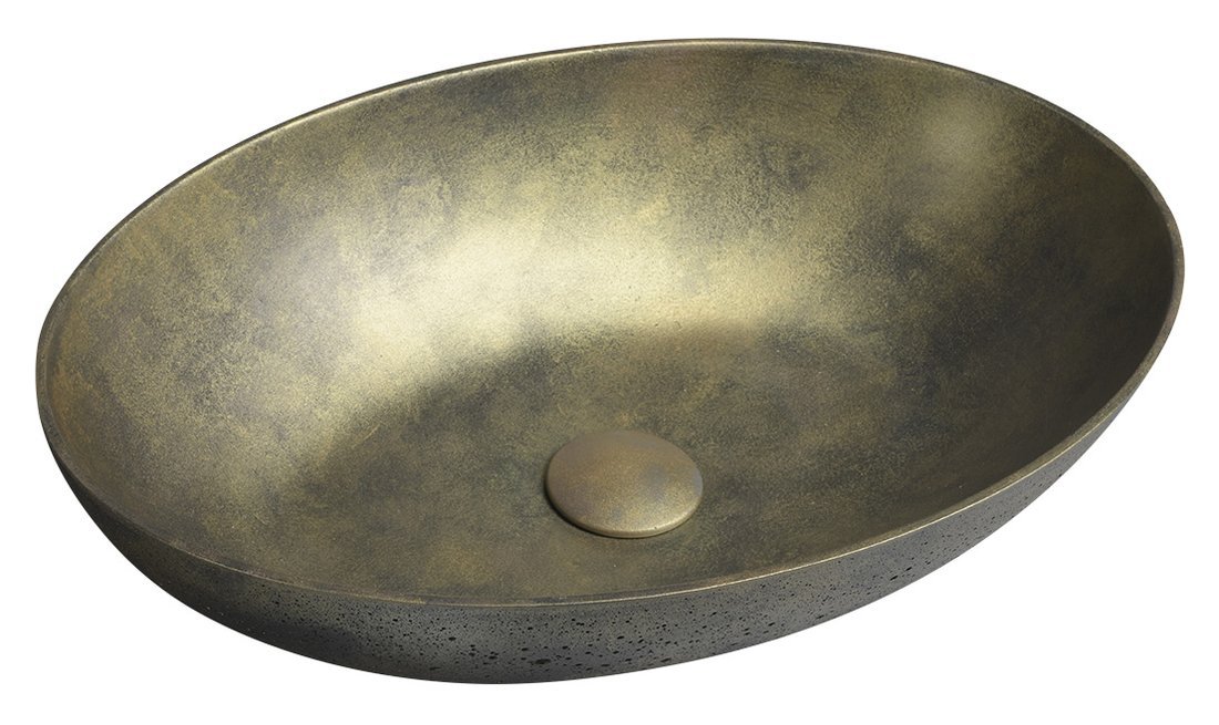 Sapho Formigo betonnen wastafel goud 60x14x40cm