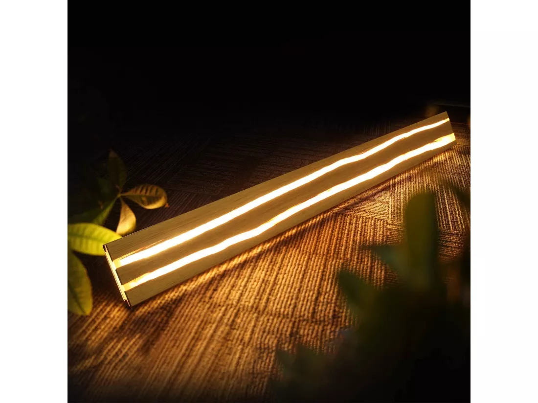 NETTLIFE Lampe murale LED Applique murale en bois - 16W Lampe de couloir intérieur 100CM Blanc chaud Lampe d'escalier Moderne Lampe