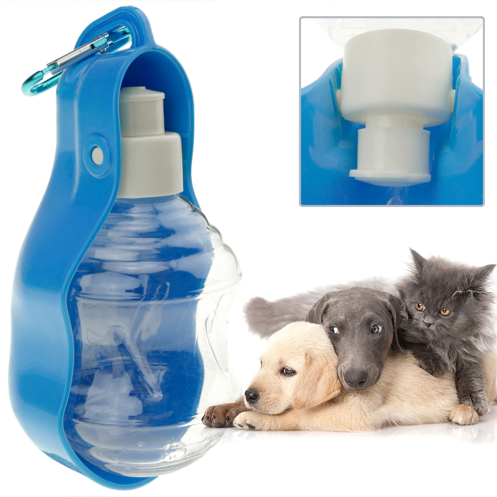 Garrafa de água portátil para cães, 250ml. Garrafa de água para viagens com animais de estimação.