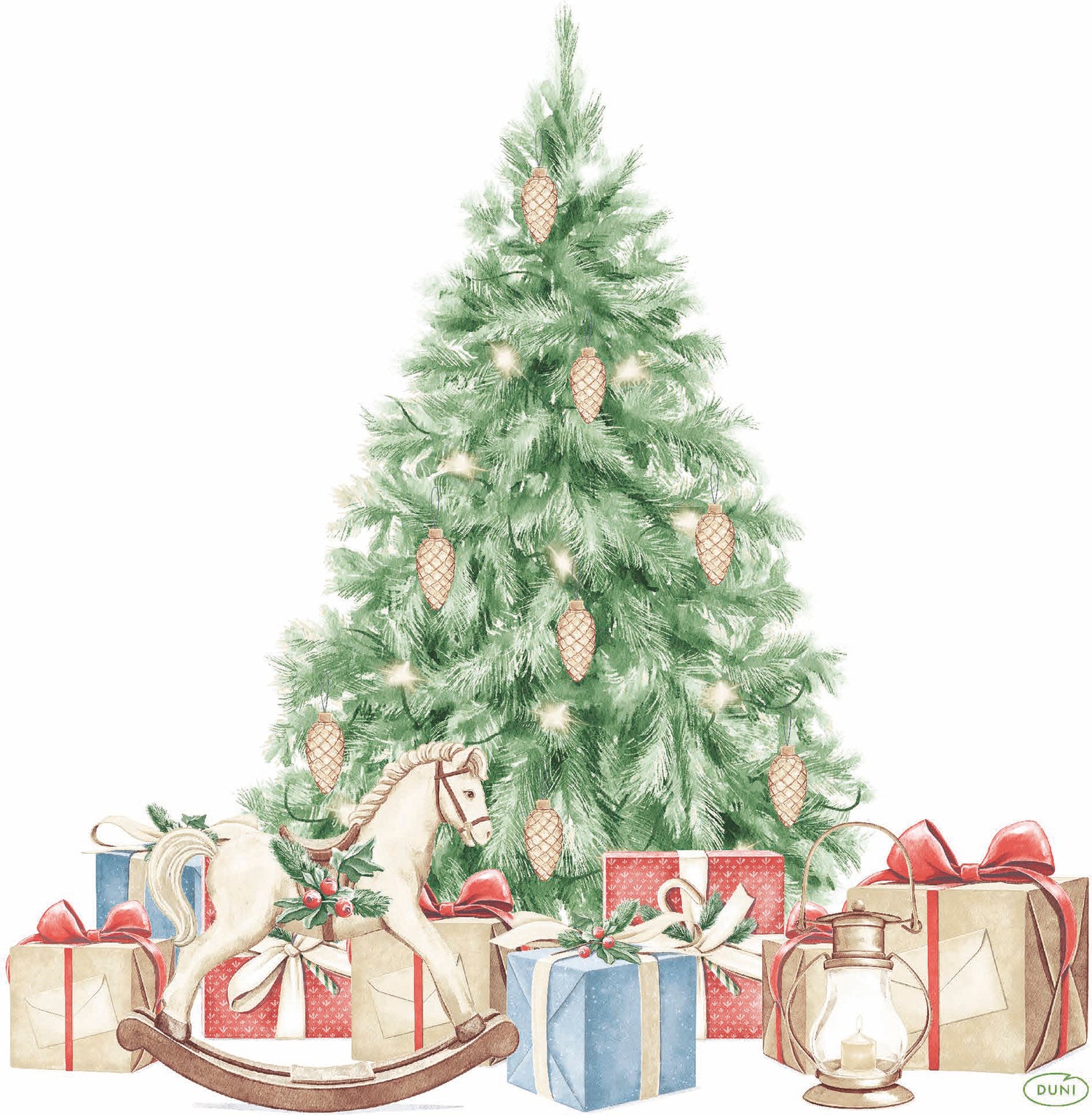 Duni servet Tree And Gift wit 40 x 40 cm 20 stuks