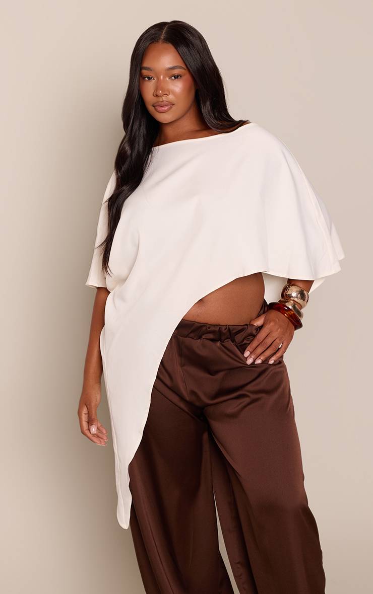 Crème Haut Cape En Satin Grande Taille