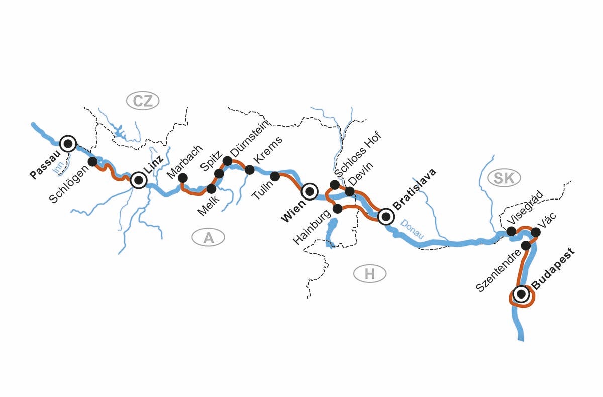 Radkreuzfahrt Passau-Budapest-Passau für 1 (7 Nächte)
