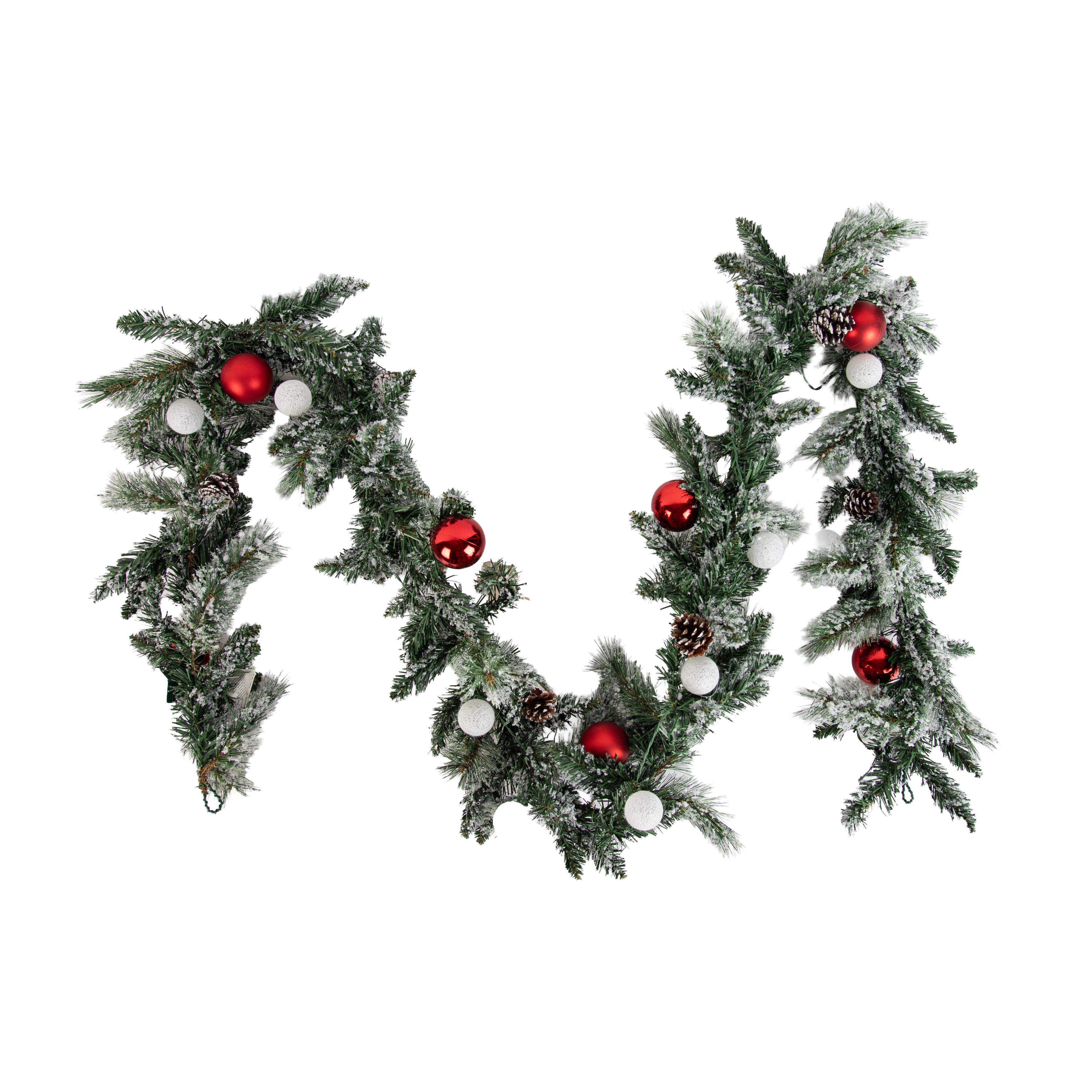 Kerst guirlande wit met rood 270cm incl. LED met timer - Jack