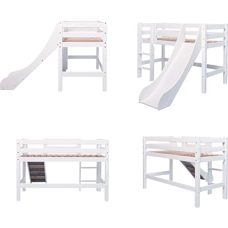 Hoppekids ECO Luxury halvhøj seng med rutsjebane og skrå stige 70x160 cm