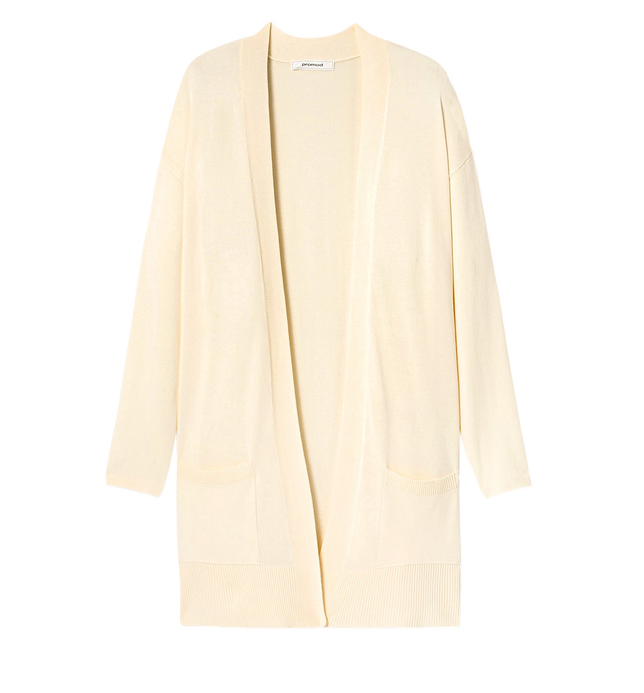 Long gilet en maille fine - Ecru