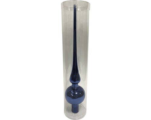 Lafiora glazen kerstboomtopper, 28 cm hoog, glanzend blauw